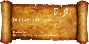 Duffek János névjegykártya